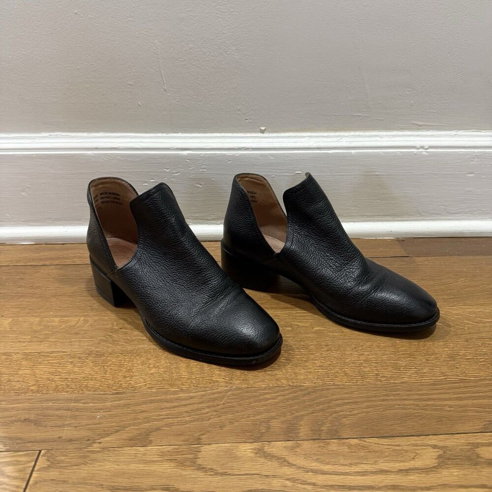Seychelles Floodplain Black Leather Chelsea Stacked Ankle Boots Women Size 7.5